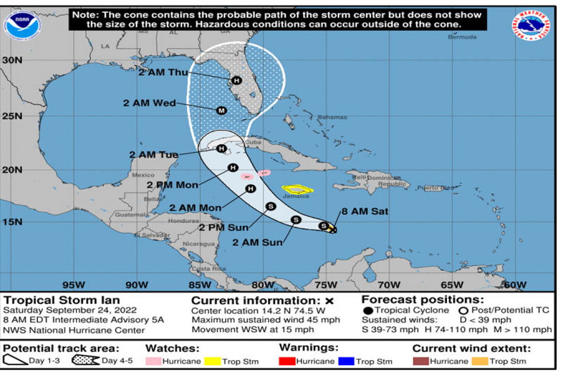 ...IAN EXPECTED TO STRENGTHEN OVER THE CENTRAL CARIBBEAN...